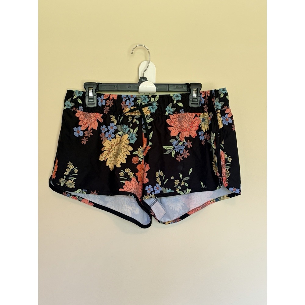 O'Neill Hyperfreak Black Colorful Floral Flower Activewear Shorts Womens Large